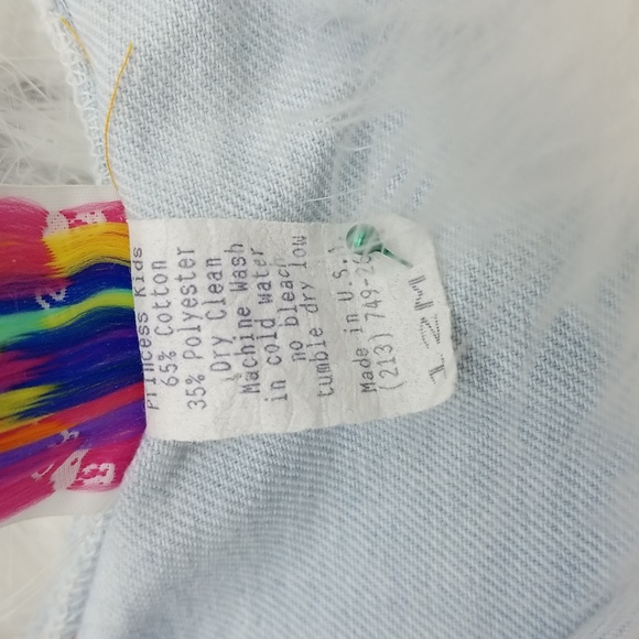 Princess Kids USA 12 Month Light Blue Denim Jean Jacket with White Faux Feathers - Picture 7 of 7